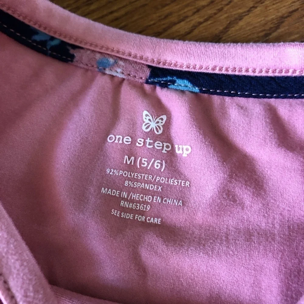 One Step Up pink love graphic tee in size M (5-6)